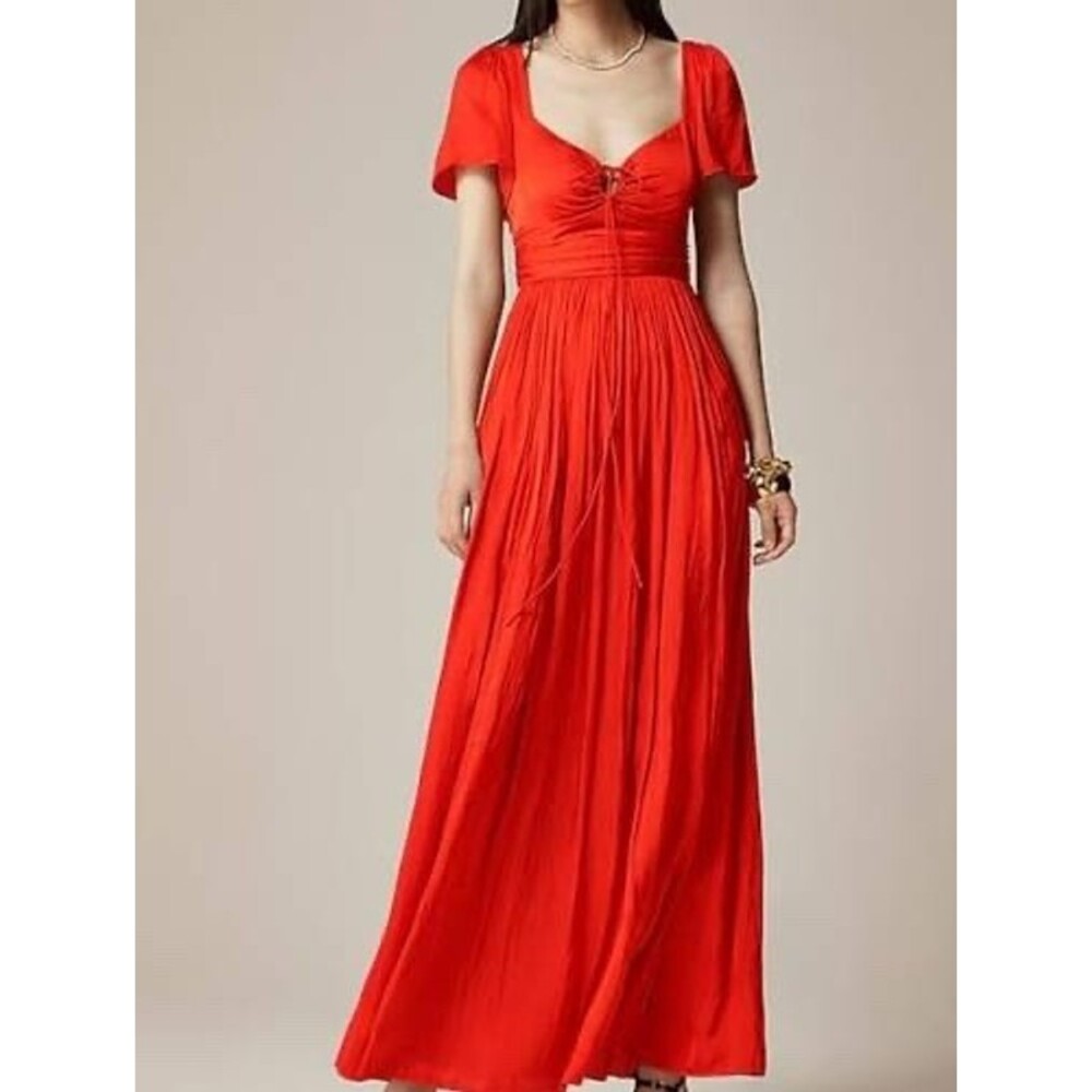J. CREW COLLECTION NWT Women’s 24 Red Flutter Sleeve Maxi Dress Gown Plus Size